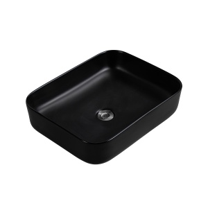 Lavoar baie pe blat Elegance, dreptunghiular, negru mat, din ceramica, 50 x 40 x 13 cm, Anahita - Img 4