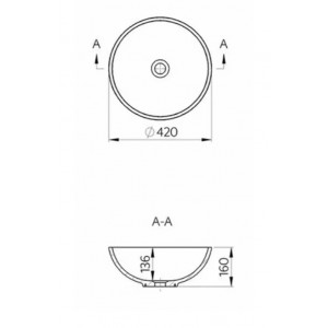 Lavoar baie pe blat Kierros, rotund din compozit diametru 42cm Cast Marble - Img 2