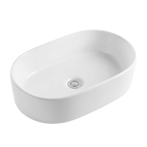 Lavoar baie pe blat Lumia Oval, alb, ceramica, 56 × 36 × 14,5 cm – Anahita