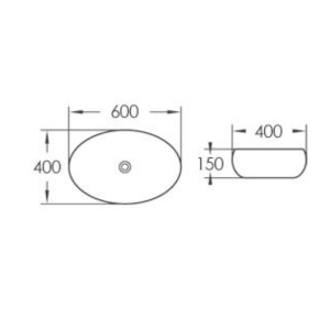 Lavoar baie pe blat Prestige Oval, alb, ceramica, 60 × 40 × 15 cm – Anahita - Img 2