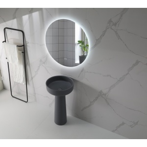 Lavoar freestanding Eternity, rotund, gri, din compozit, 48 x 48 x 85 cm, Eweca