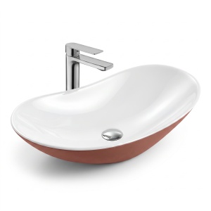 Lavoar pe blat Beauty, oval, cappuccino mat, ceramica sanitara, 62 x 37 x 16 cm, Anahita