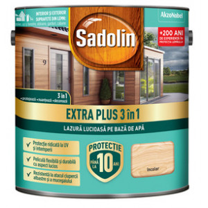 Lazura lucioasa pentru lemn pe baza de apa Sadolin Extra plus 3 in 1 incolor 2.5L