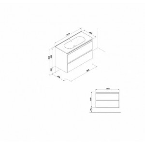 Mobilier baie KLEA alb 2 sertare 98,5x45,5 cm cu lavoar Klea 101x46 cm GAL7928201 - Img 3