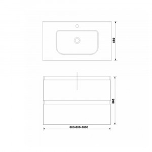 Mobilier baie suspendat Gala Daily antracit 2 sertare cu lavoar 80 cm GAL7895184 - Img 2