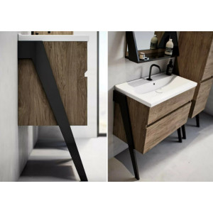 Mobilier OP-ARTY 80cm 2 sertare soft-close picioare negru mat Defra - Img 5