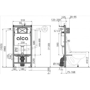 Rezervor WC incastrat pentru instalari gips-carton AM101/1120 Alcadrain - Img 2