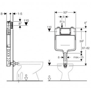 Rezervor WC incastrat pentru vas stativ montare in zidarie 8cm 109.791.00.1 Geberit - Img 2