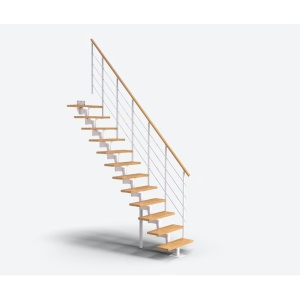 Scara de interior modulara din fag alb cu urcare dreapta 11 trepte Boston Dolle