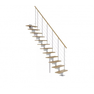 Scara de interior modulara gri din stejar cu urcare dreapta 13 trepte Boston Dolle