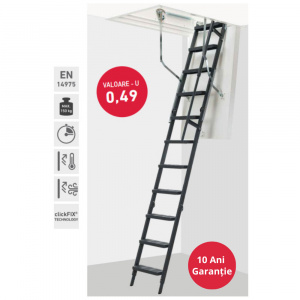 Scara de pod izolata 140x70cm Dolle Click Fix 76 Comfort (scara metalica) -izolatie 7cm