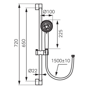 Set dus negru mat Inula cu bara culisanta,furtun si para cu 3 functii FD3-104-22 FDESIGN - Img 2