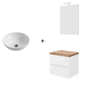 Set mobilier cu blat City oglinda si lavoar pe blat Elegance
