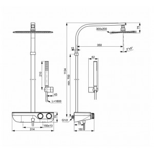 Sistem dus CERATHERM S200 termostatic etajera sticla alba A7332AA - Img 4