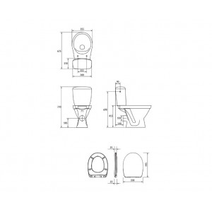 Vas WC cu rezervor și capac, 67,5 x 36 x 77 cm, alb, Cersania 010 K11-2337, Cersanit - Img 5