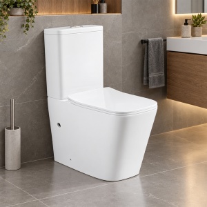 Vas WC stativ Rivera Anahita, alb, evacuare orizontala, 64 x 36 x 81 cm, rezervor si capac WC soft close inclus - Img 2