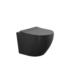 Vas WC suspendat Rimless cu capac Soft Close, 52,5 x 36 x 32 cm, negru, Eternity, Anahita