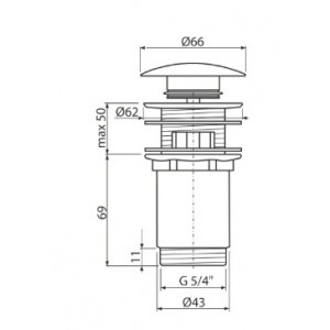 Ventil lavoar CLICK/CLACK 5/4" metalic cu preaplin alb dop mare A392B - Img 2