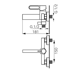 Baterie cada dus negru mat ZAFFIRO FD1-ZFR-1-22 FDESIGN - Img 2