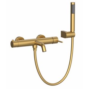 Baterie cada dus Slimmer Himark, gold periat, cu dus de mana si furtun