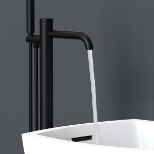 Baterie cada freestanding Slimmer Himark, negru mat, cu dus de mana - Img 4