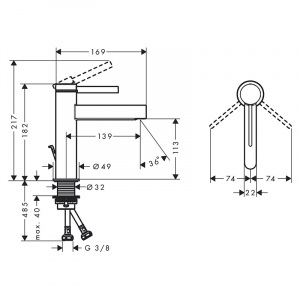 Baterie lavoar Finoris 110, cu ventil Push-Open, crom 76020000 Hansgrohe - Img 3