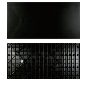 Cadita dus din compozit, dreptunghiulara, SMC STONE, neagra, 100 × 90 cm, Slim 2,6 cm – Anahita - Img 2