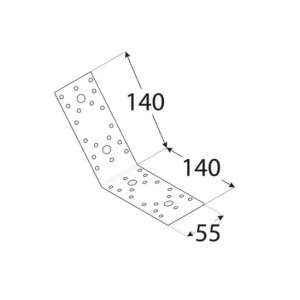 Coltar perforat in unghi de 135 grade, 140 x 140x 55 x 2,5 mm - Img 2