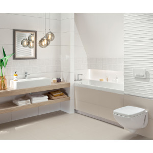 Decor BURANO STRIPES 30.8x60.8cm, interior, baie-bucatarie, alb cu sclipici mat, Tubadzin - Img 2