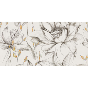 Decor Velo Bianco flowers 2 59.8x119.8cm, interior, baie-bucatarie, rectificat, alb cu imprimeu floral mat-lucios, Tubadzin