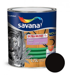Email Savana Ultra Rezist superlucios pentru lemn metal interior si exterior negru 0.75l