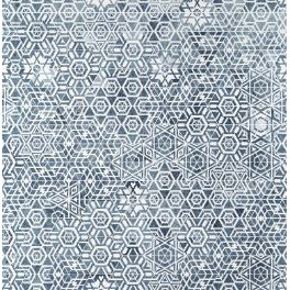 Gresie BOHO 59.8x59.8cm, interior-exterior, tip décor, rectificat, alb-albastru, Tubadzin