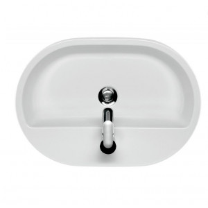 Lavoar baie pe blat Caspia oval alb din ceramica 60x42cm Cersanit - Img 3