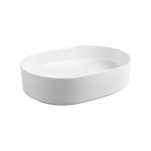 Lavoar baie pe blat Eternity, oval, alb, din ceramica, 50 x 37 x 13,5 cm, Anahita - Img 6
