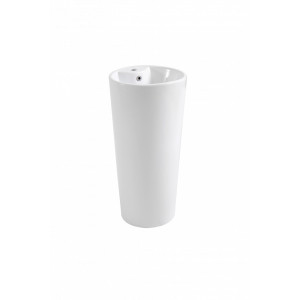 Lavoar freestanding Art, alb, cu orificiu pentru baterie, ceramica, 40 x 40 x 83 cm, Anahita - Img 3
