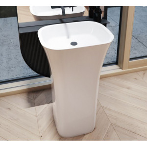 Lavoar freestanding Assos, dreptunghiular alb din compozit 40x50x85cm BSCUMD-A-WO Besco - Img 1