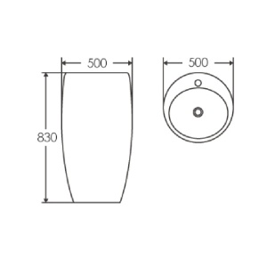 Lavoar freestanding Lumia Anahita, alb, rotund, ceramica, 50 x 50 x 83 cm, orificiu baterie - Img 2