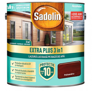 Lazura lucioasa pentru lemn pe baza de apa Sadolin Extra plus 3 in 1 palisandru 2.5L
