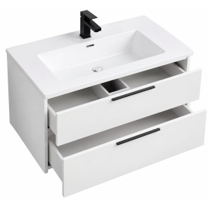 Mobilier baie suspendat alb cu manere negre Luna 80x45.5x50cm - Img 3