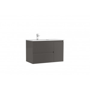 Mobilier baie suspendat Gala Daily antracit 2 sertare 1 usa si lavoar 90 cm GAL7895284 - Img 1