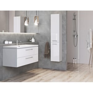 Mobilier baie suspendat si lavoar Lara cu doua sertare, 60 x 45 cm alb S801-147-DSM - Img 3