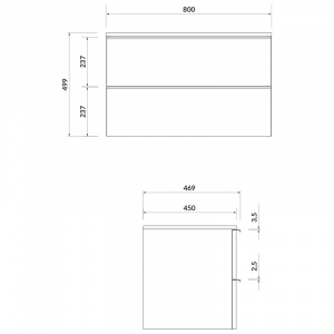 Mobilier suspendat alb Virgo 80cm cu manere crom pentru lavoar pe blat S522-026 - Img 2