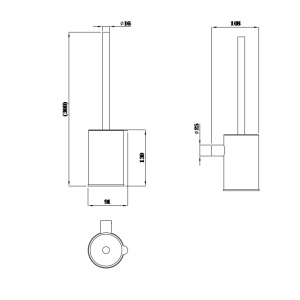 Perie WC cu suport Slimmer Himark, negru mat, montaj pe perete - Img 2