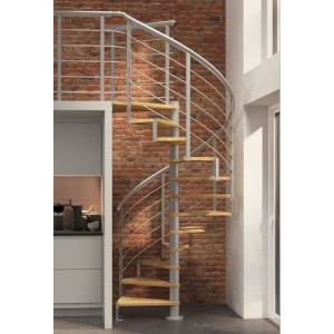 Scara de interior in spirala din fag 160cm diametru gri perlat 12 trepte Montreal Dolle