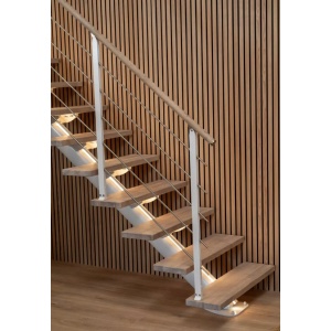 Scara de interior modulara din stejar cu urcare dreapta 12 trepte si iluminare LED Sydney Dolle