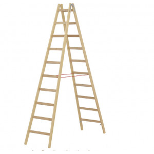 Scara de lemn dubla cu 10 trepte, aprox. 3 m