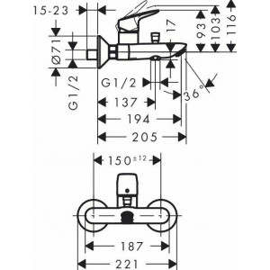 Set baterii cada LOGIS 100 HAN7110-7140-2653240 Hnasgrohe - Img 3
