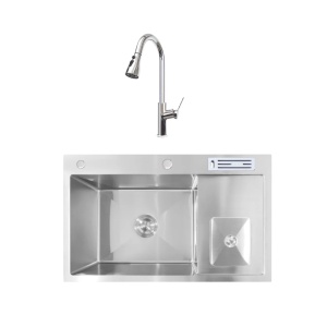 Set chiuveta bucatarie cu o cuva, baterie cu pipa extractibila, suport cutite si cos gunoi, 780 x 480 x 220 mm, Anahita