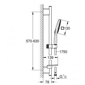 Set de dus cu bara RAINSHOWER SMARTACTIVE 130 CUBE 26583000 Grohe - Img 2