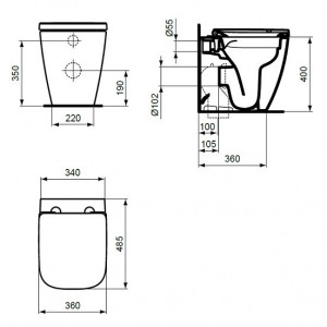 Vas wc pentru rezervor incastrat rimless+ I. LIFE B BTW - Img 2